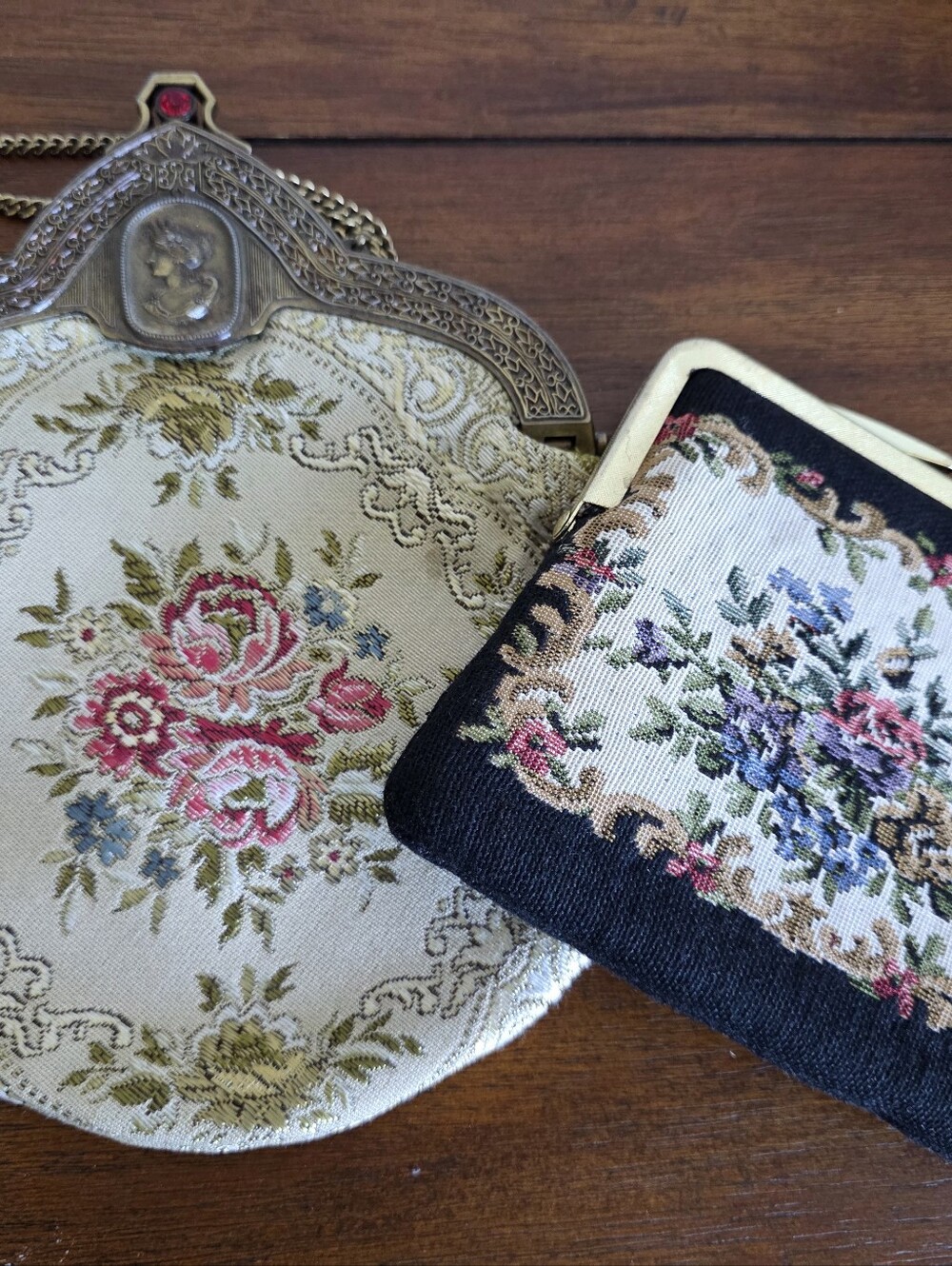 Lot 2 Vintage Style Embroidered Tapestry Handbags Purses Carpet Bag USA & Japan